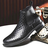 Leather woven boots