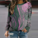 Autumn And Winter Geometric Loose Printing Long Sleeve Top