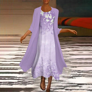 Chiffon Suit Print Slim Multi-color Dress