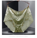 High-waisted lace embroidery silk seamless panties