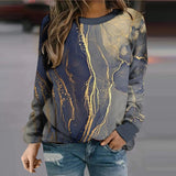 Autumn And Winter Geometric Loose Printing Long Sleeve Top