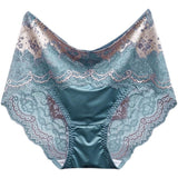 High-waisted lace embroidery silk seamless panties