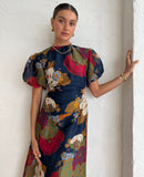 Vintage Short Sleeve Floral Maxi Dress