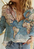Vintage Map Of The World Painting Print Blouse
