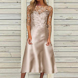 Fashion Lace Tricolor Dress Long Dress