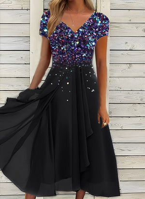 Star Sequin Evening Dress