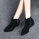 Rhinestone glitter low-heel ankle boots