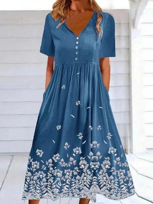 Short Sleeve Floral Print Casual Dress