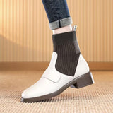 Square Toe Knit Stretch Martin Boots