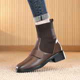 Square Toe Knit Stretch Martin Boots