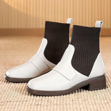 Square Toe Knit Stretch Martin Boots