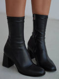 Leather Stretch Boots With Short Heel