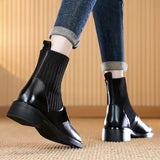 Square Toe Knit Stretch Martin Boots